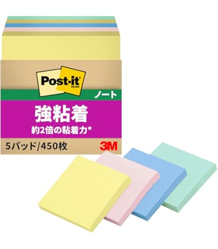 Amazon.co.jp: 3M ポストイット 付箋 強粘着 パステルカラー 75×50mm